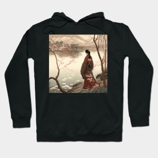 Ukiyo-e Japanese Art - Woman Standing by the Shore Hoodie